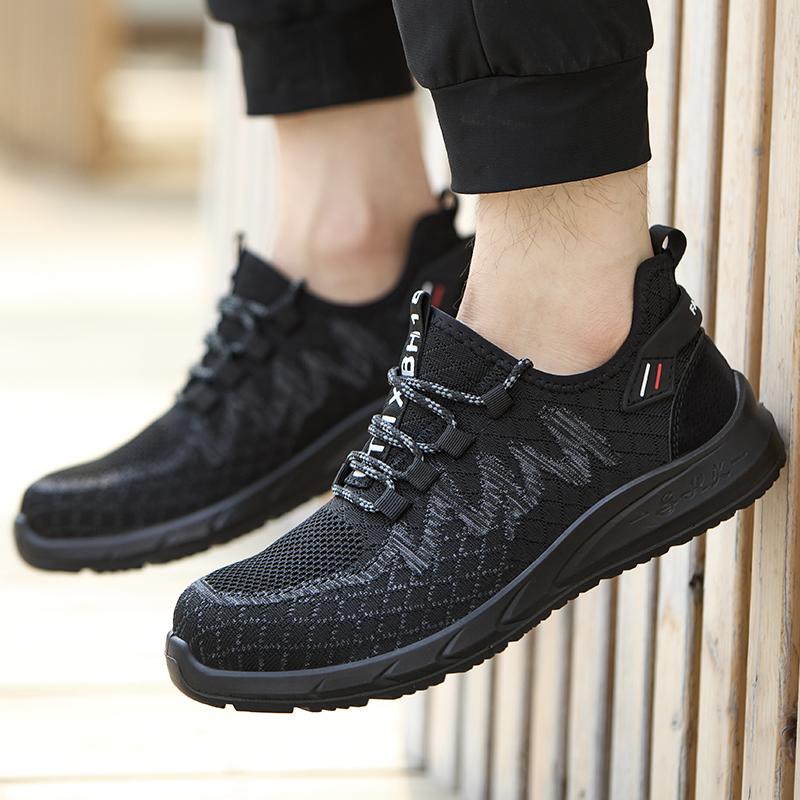 Light Breathable Unisex Work Safety Shoes Steel Toe Cap Sneaker For Men Anti-Smash And Anti-Puncture Safety Mesh Sneakers