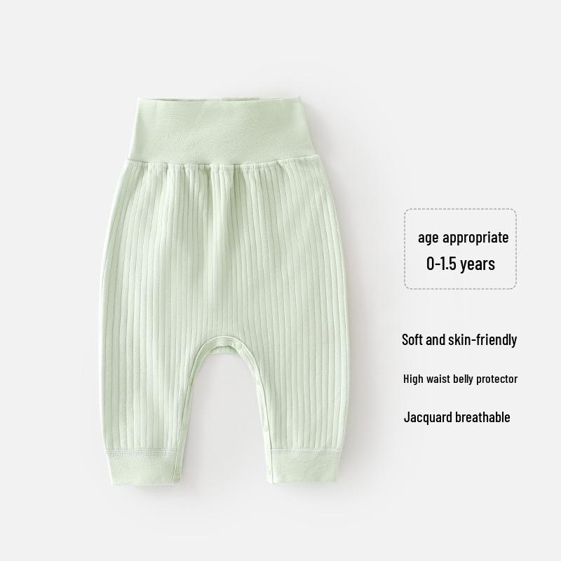Infant High-Waist Cotton Pants - Big Butt, Belly Protection, Warm for Spring & Autumn