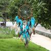 Vintage Bohemian Blue Feathers Dream Catcher Large Wind Chimes Wall Hanging Handmade Ornaments Home Decorations For Girls Gifts