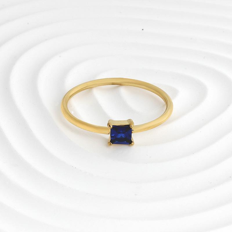 

Европейские и американские легкие роскошные кольца из титановой стали с синим, красным, белым цирконием, темпераментное универсальное невыцветающее кольцо для женщин из нержавеющей стали No. 9