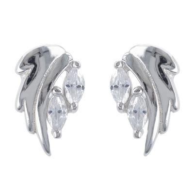 [R4808] - Silver 'Sissi' Earrings In Silver White (rhodium) - 11x7mm