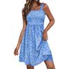 Women's Summer Casual Square Neck Dress With Pockets Cute Sleeveless High Waisted A-Line Vest Midi Dress