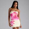 Sexy Women's Summer Mesh Off-Shoulder Floral Print Bodycon Mini Dress