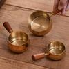 Stainless Steel Pouring Cups With Wooden Handle Stackable Dip Saucers For Heating Butter And Preparing Coffee