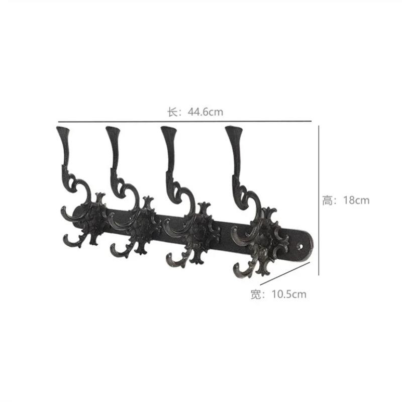 European Retro Style Cast Iron Clothing Hook Courtyard Entrance Coat Umbrella Metal Storage Rack Wall Mounted Wall Decoration