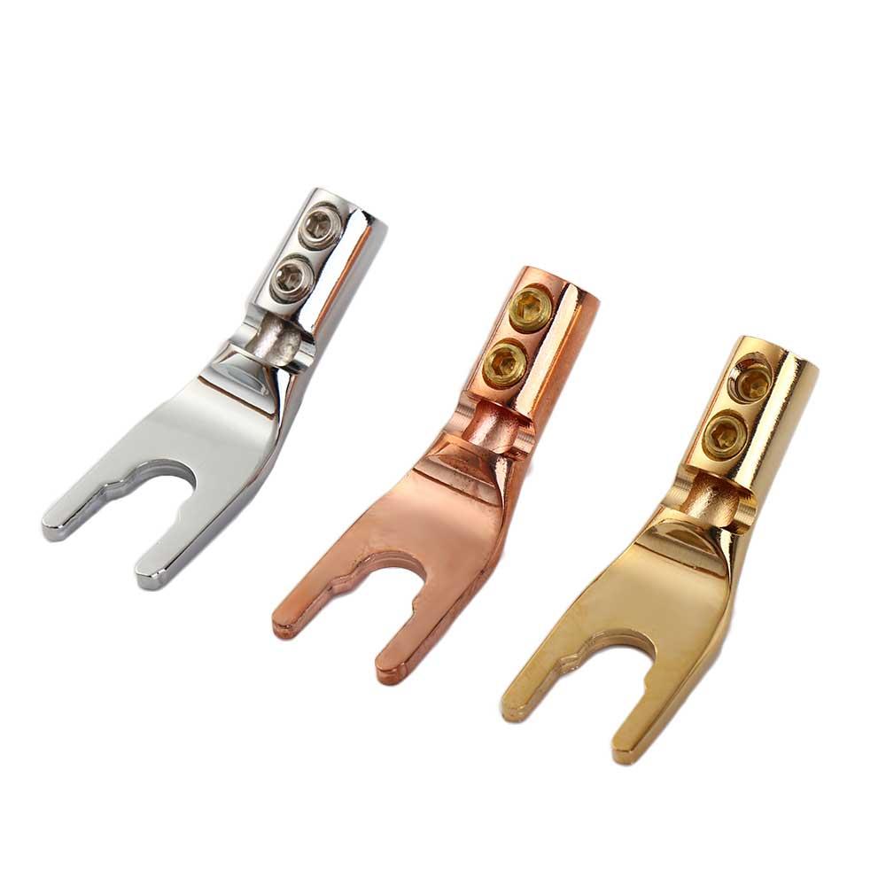 Plug Gold Plated Y Type Binding Post Hifi Banana Plug Audio Amplifier Adapter U/Y Fork Spade Male