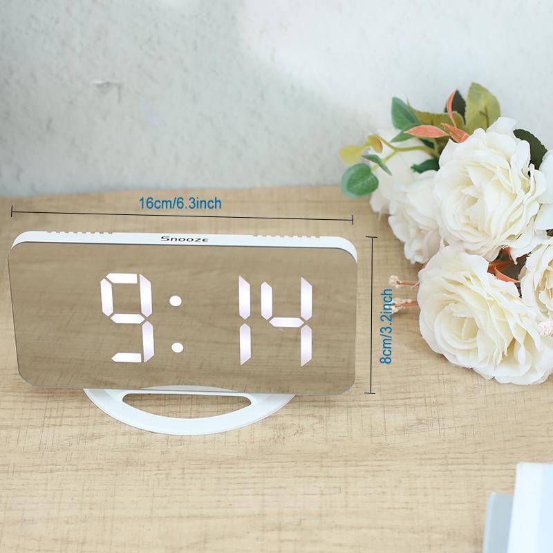 Digital Alarm Clocks LED Electronic Clock Desk/ Wall Clocks for Bedroom Living Room Office Large Display Mirror Surface Niditon