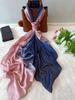 [BYSIFA] Long Satin Silk Scarf Winter Ladies Gradient Green Scarf Shawl Top Grade Brand Scarves Simple Plain Head Scarf 180*90cm