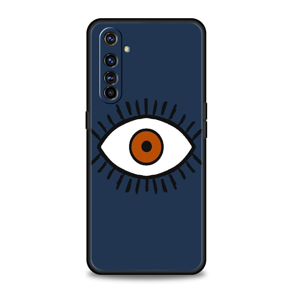 Lucky Eye Blue Evil Eye Print Phone Case For Realme 10 9 8 5G 7 6 GT2 Pro Plus 9i 8i C21 C11 C25 C35 GT Neo 2 3 3T Black Cover