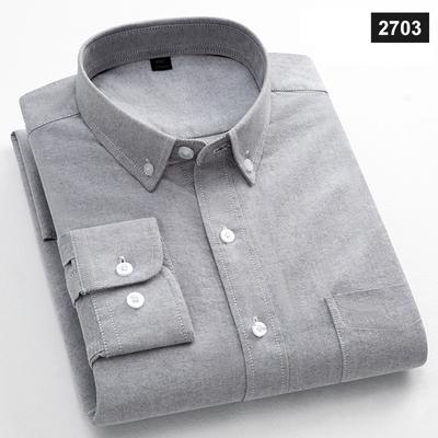 Klasický střih Módní bavlněná košile s dlouhým rukávem pro muže Jedna kapsa Slim fit Ležérní top Měkká Oxford Jednobarevná Kancelářské oblečení