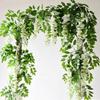 2M Garland Vine Silk Hanging Flower  Artificial Wisteria Flowers for Home Garden Outdoor Ceremony Wedding Arch Floral Decoration
