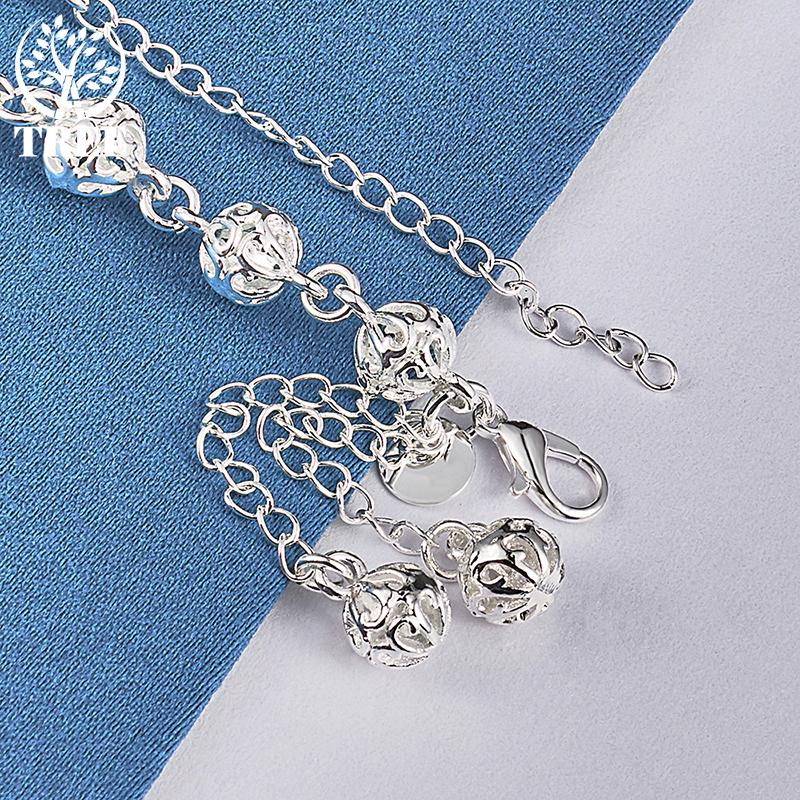 925 Sterling Silver 8mm Hollow Ball Bratara Bijuterii