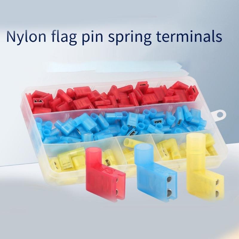 Practical Automotive Wiring Set 80Pcs Right Angled Flag Terminals Insulated Spade Connectors for Secure Connection