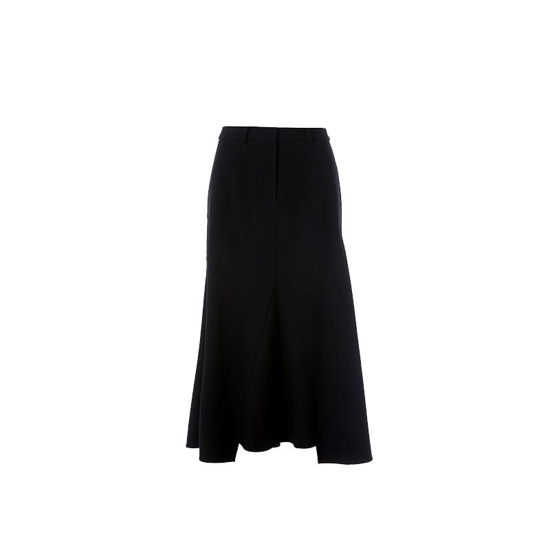 Elegant Black Fishtail Midi Skirt