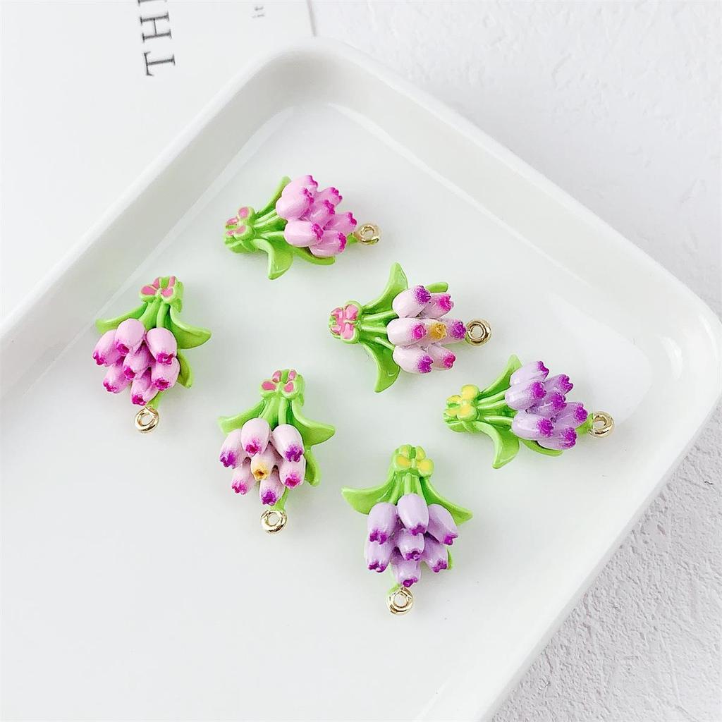 16x20mm Colorful Tulip Oil Drip Alloy Pendant for DIY Jewelry Crafting
