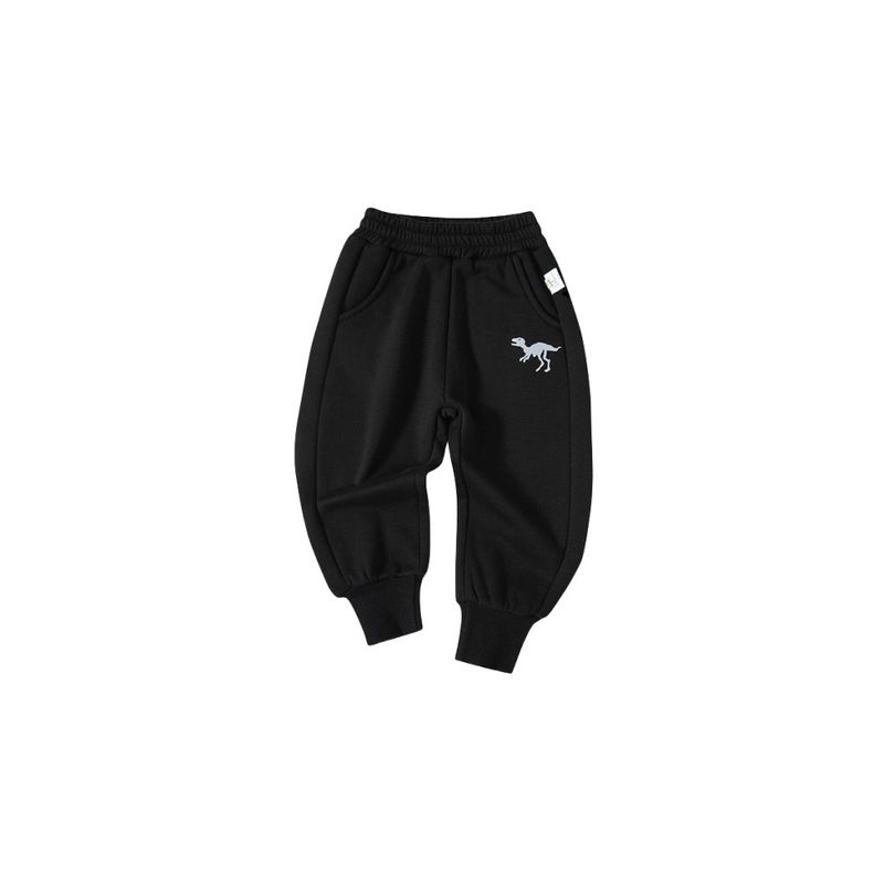 Children's Autumn and Winter Sports Pants for Boys, Fleece-Lined Dinosaur Sweatpants, Polar Fleece Long Pants, Boys' Jogger Pants