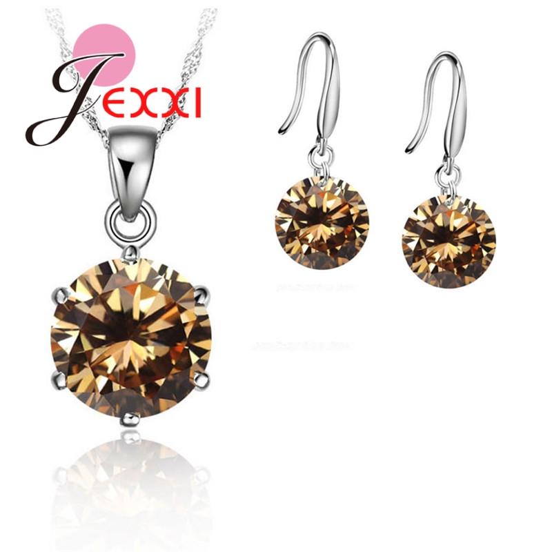 New Fashion Crystal Jewelry Set Cubic Zirconia CZ Pendant Necklace 925 Sterling Silver Jewelry Set Gift For Women Lovers