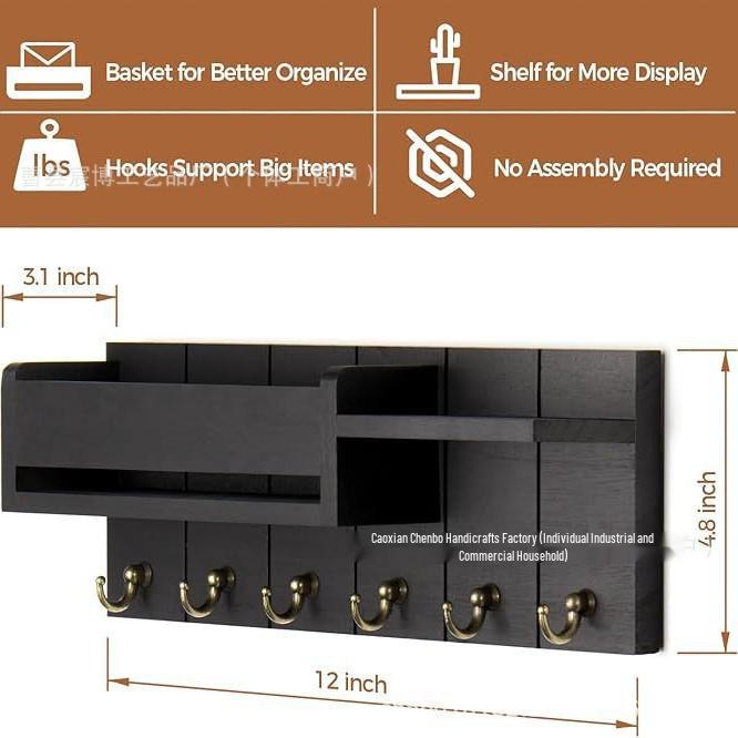 Stock Simple Wooden Wall Shelf & Key Holder - Solid Wood, Wall-Mounted for Entrance Hall