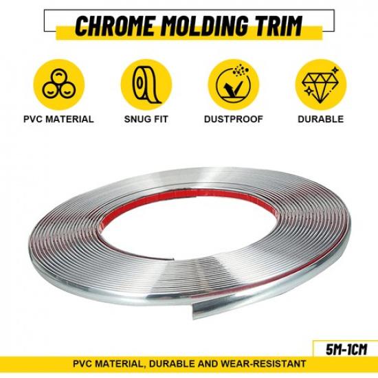 5M*(0.6Cm-2.5)Cm Chrome Trim Molding Strip Car Door Window Bumper Side Protector