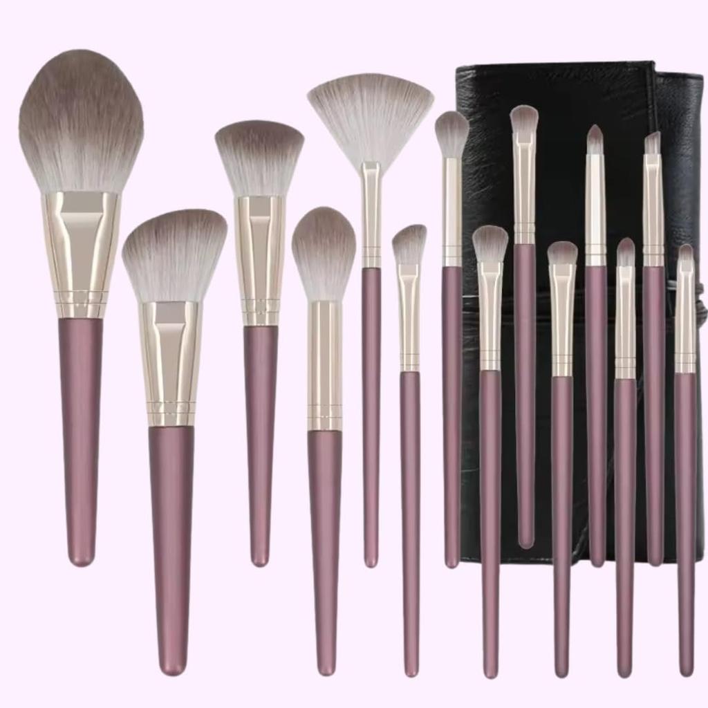 COSLIFESTORE-Makeup Brush Set 14 Pcs Premium Synthetic Foundation Powder Concealers Eye Shadows Blush Makeup Brushes with Black Case