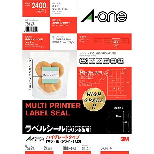 A-One Label Sticker High Grade Type 24 Sides Rounded Corner Square 100 Sheets 76624