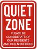 Metal Sign Plate Warning Quiet Zone Considerate Neighbor Resident Wall Gate ArtAluminum