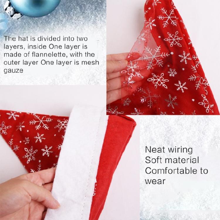 Christmas Gild Snowflake Pattern Santa Hat for Adult Winter Festival Party Hat