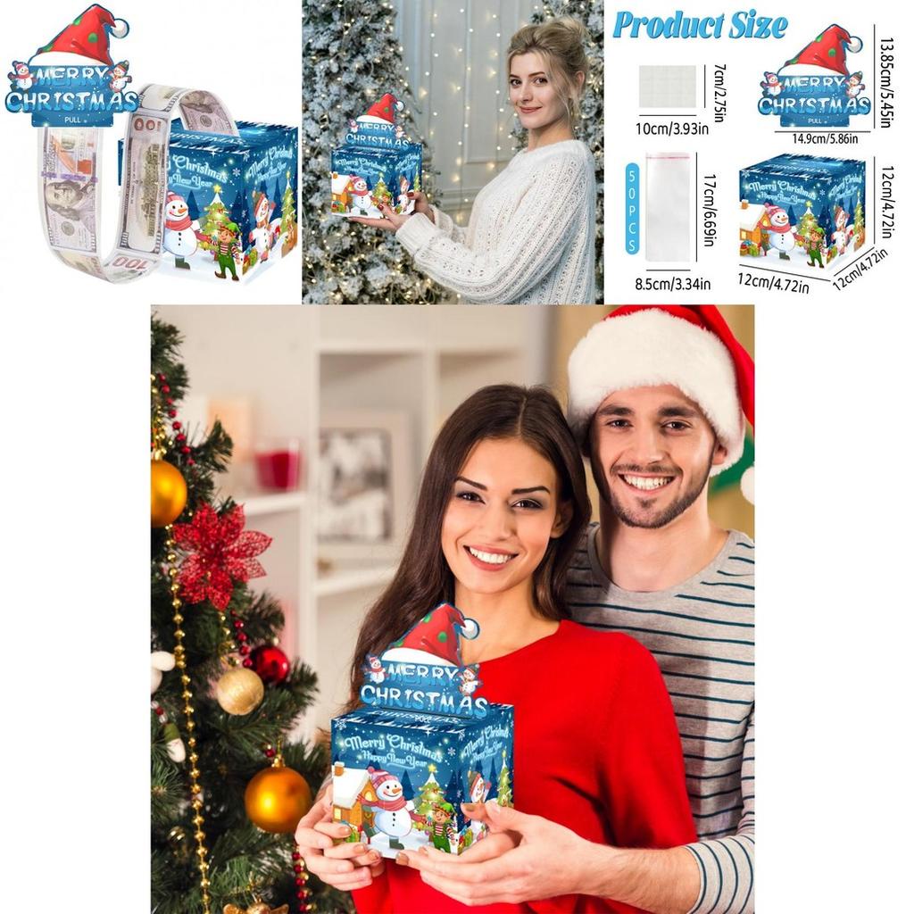 Christmas Blue Snowman Gift Box With Card Holder For Holiday Surprise Present