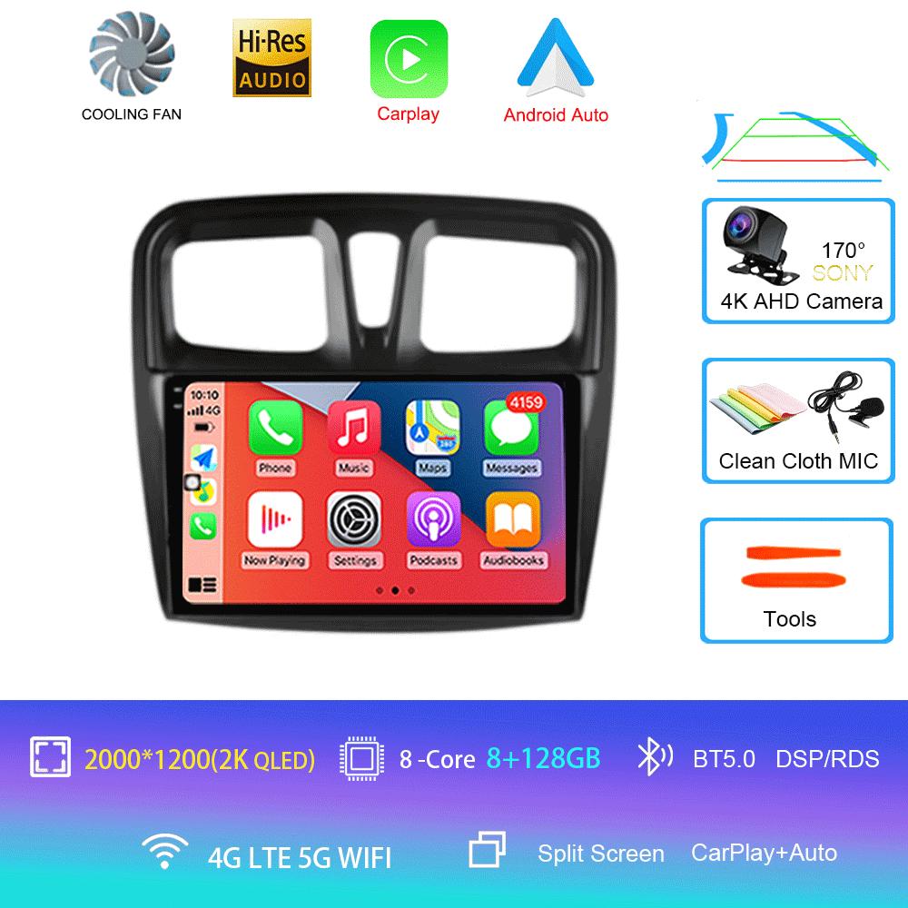 Car Radio Android 14 Carplay For Renault Logan 2 Sandero 2 2012 2013 - 2019 Navigation GPS Multimedia Player wifi+4G BT DSP 2DIN