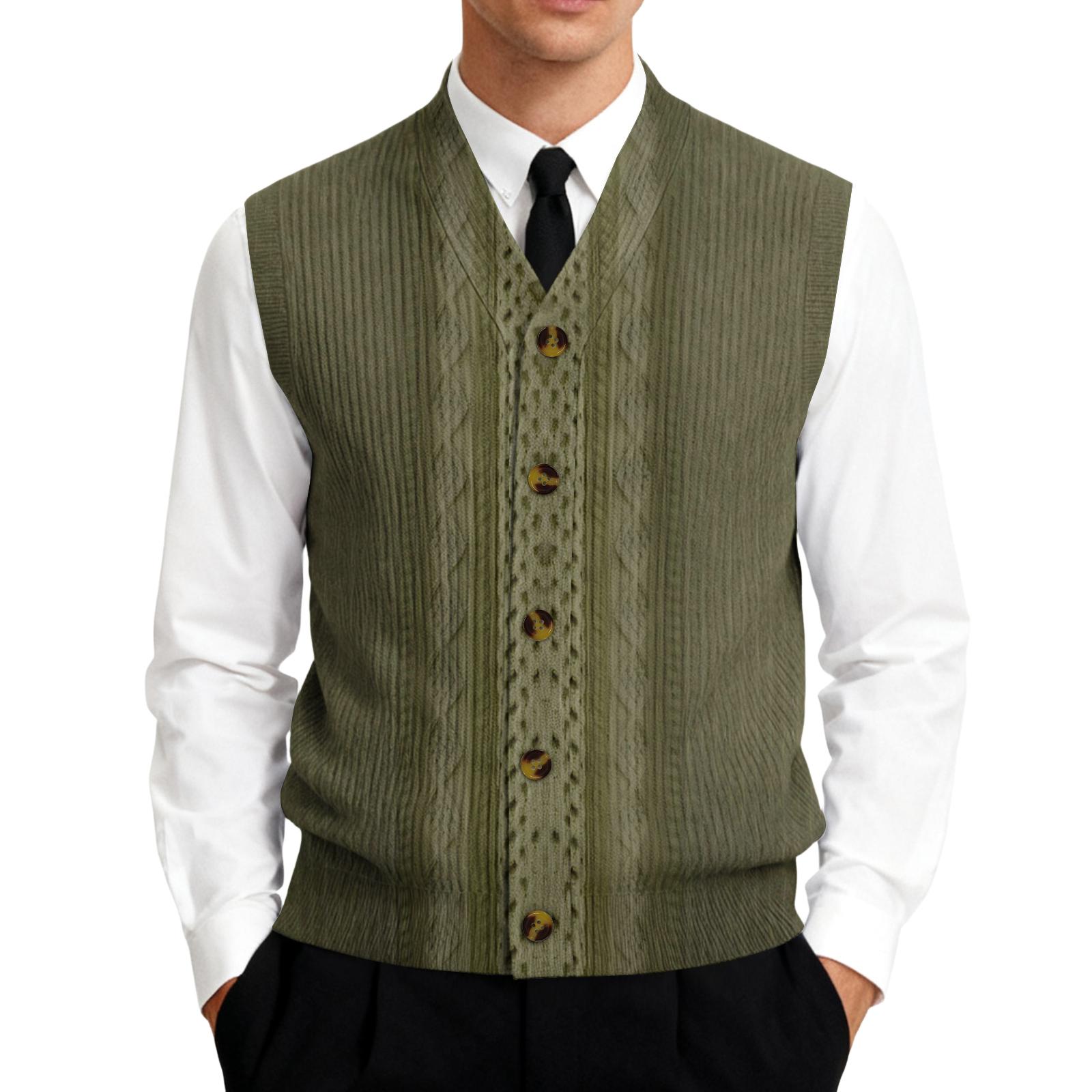 

Mens sweater vest button down knit sweater vest men classic v neck design suitable for formal and casual occasions ugly sweater vest style M коричневый