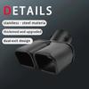 Dvojité koncovky výfuku, vstup 2,5 palce, univerzální nerezové zakřivené koncovky výfuku, čtvercová dvojitá koncovka, výfuková trubka automobilu, tlumič, zadní hrdlo, koncovka výfuku