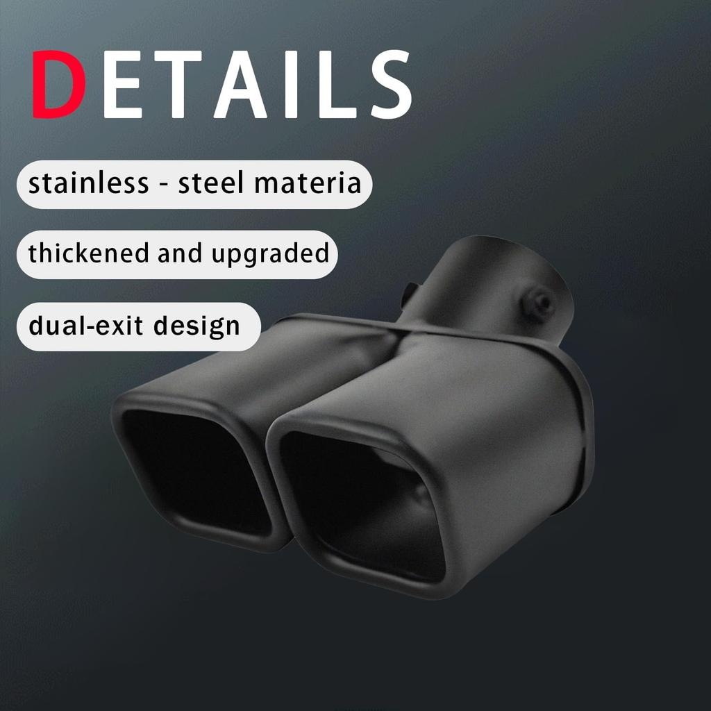 Dvojité koncovky výfuku, vstup 2,5 palce, univerzální nerezové zakřivené koncovky výfuku, čtvercová dvojitá koncovka, výfuková trubka automobilu, tlumič, zadní hrdlo, koncovka výfuku