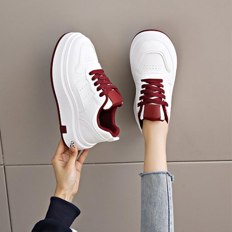 Large size muffin little white shoes women's autumn new thick-soled heightening board shoes women's versatile casual sports shoes