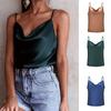 Women Summer Sexy Sling Chiffon Blouse V-neck Sleeveless Solid Color Top