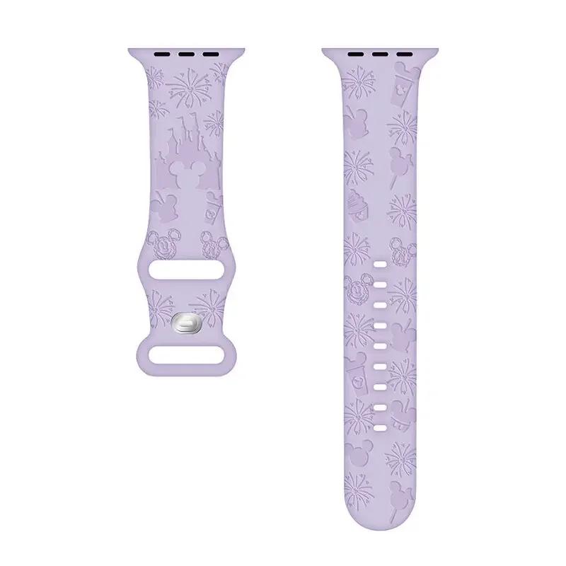 Engraved Band Strap for Apple Watch Band 44mm 40mm 45mm 41mm 38mm 42mm Silicone Solo Loop Bracelet iWatch 9 8 Ultra 7 6 5 3 2 se