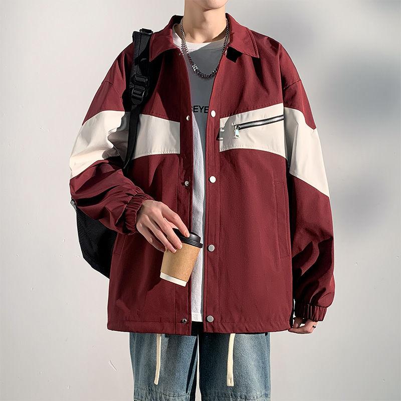 Spleißjacke Jacke Herren Frühling und Herbst Neu Retro Trendmarke Locker Freizeit Große Größe Kleidung