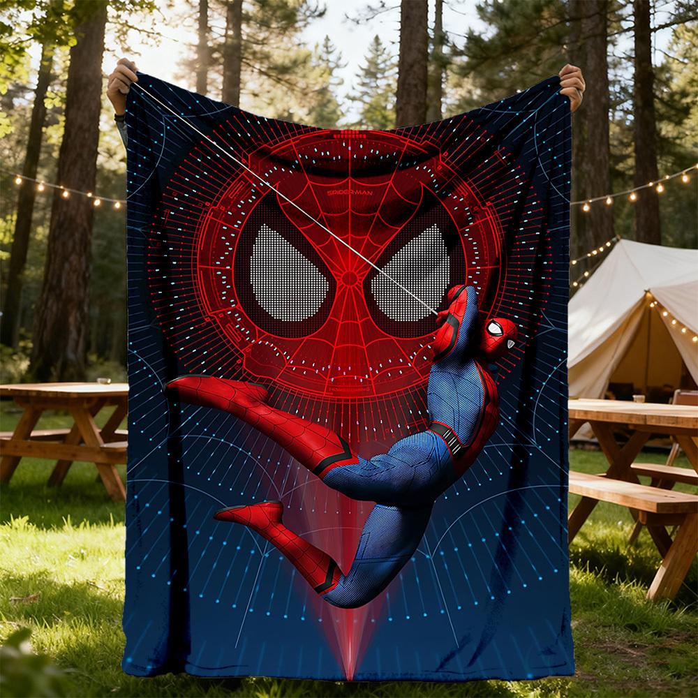 Spider-Man Web Outdoor Flannel Throw Blanket - HD Printed Lightweight Soft Warm All-Season Blanket for Sofa, Bed, Travel, Camping 1203044