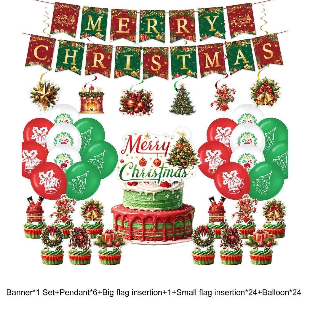 Christmas Tree Pattern Disposable Tableware Set Party Plate Cup Napkin Tablecloth  Family Dinner