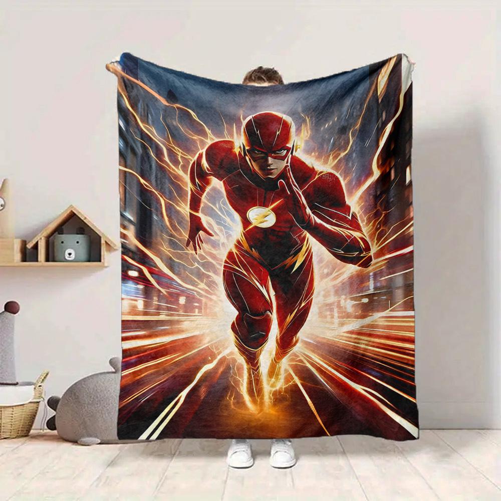 1pc Flash Speed Flannel Throw Blanket - HD Printed Lightweight Soft Warm All-Season Blanket for Sofa, Bed, Travel, Camping 150