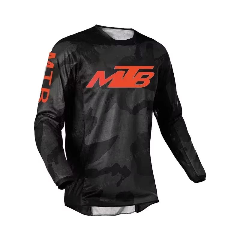 Breathable MTB Long Sleeve Shirt Gradient Print Mountain Bike Dirt Bike Family Riding Jersey