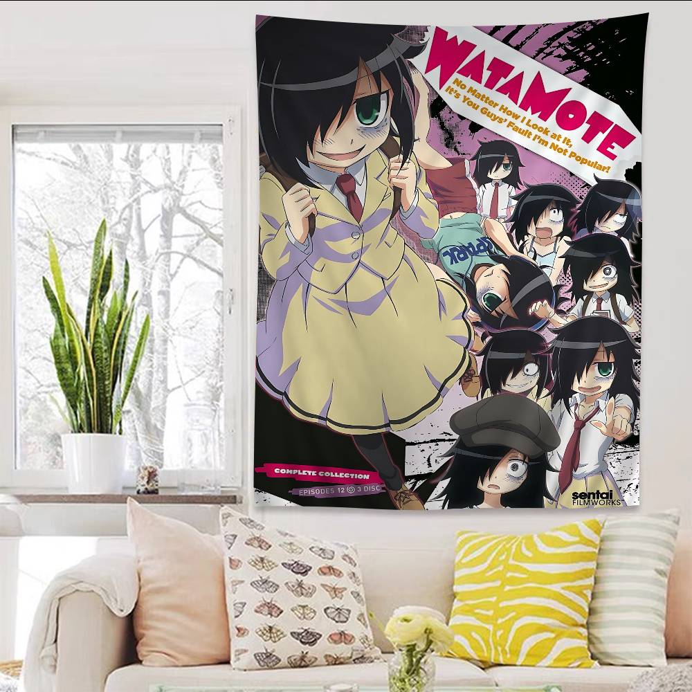 Anime Watamote Kuroki Tomoko Colorful Tapestry Wall Hanging Bohemian Wall Tapestries Mandala Wall Hanging Sheets