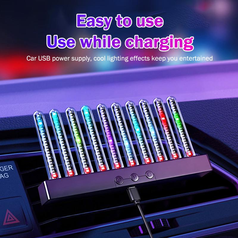 Car RGB Pickup Light Dynamic Gradient Sound Control Light Universal Air Vent Dashboard Car Interior Ornament Auto Interior Light