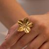 Youthway Romantische Offene Blumenringe Für Damen Minimalistisch Vergoldeter Edelstahlringe Einfacher Modeschmuck Geschenk für Mädchen