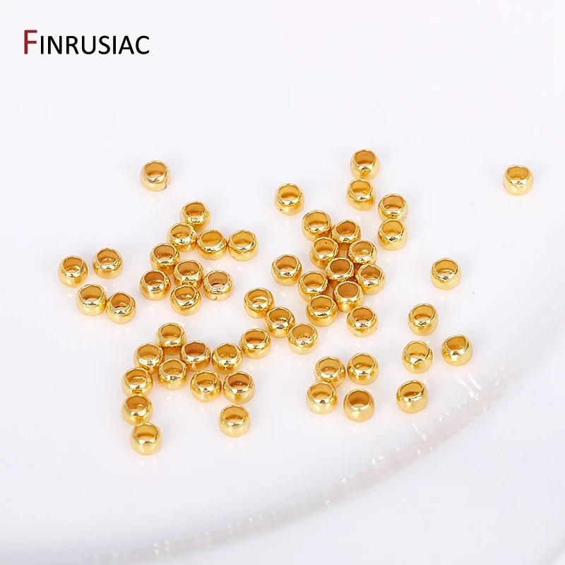 Wholesale 14k/18k Gold Plated Crimp Beads, Brass Metal 2mm/2.5mm/3mm Stopper End Beads For DIY Jewelry Making Supplies Findings