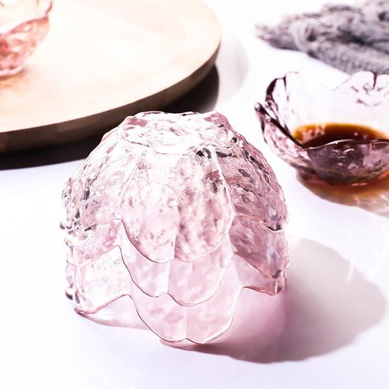 Squisito Regalo in Vetro per Amici Mini Piatto per Salsa Fiore di Ciliegio, Piatto per Condimenti Stile Giapponese, Vassoio da Dessert Moderno da 60ml Capacità per Casa, Piatto Satinato