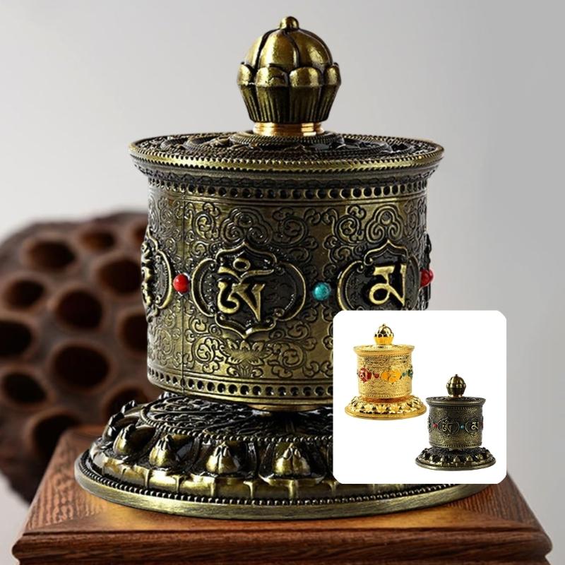 Tibetan Prayer Wheel Table Prayer Wheel Buddhas Scriptures Prayer Wheel for Praying Blessing Meditations Healings Yogas