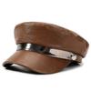 Adjustable Strap PU Leather Beret Hat PU Leather Flat Top Beret Hat  For Women Ladies