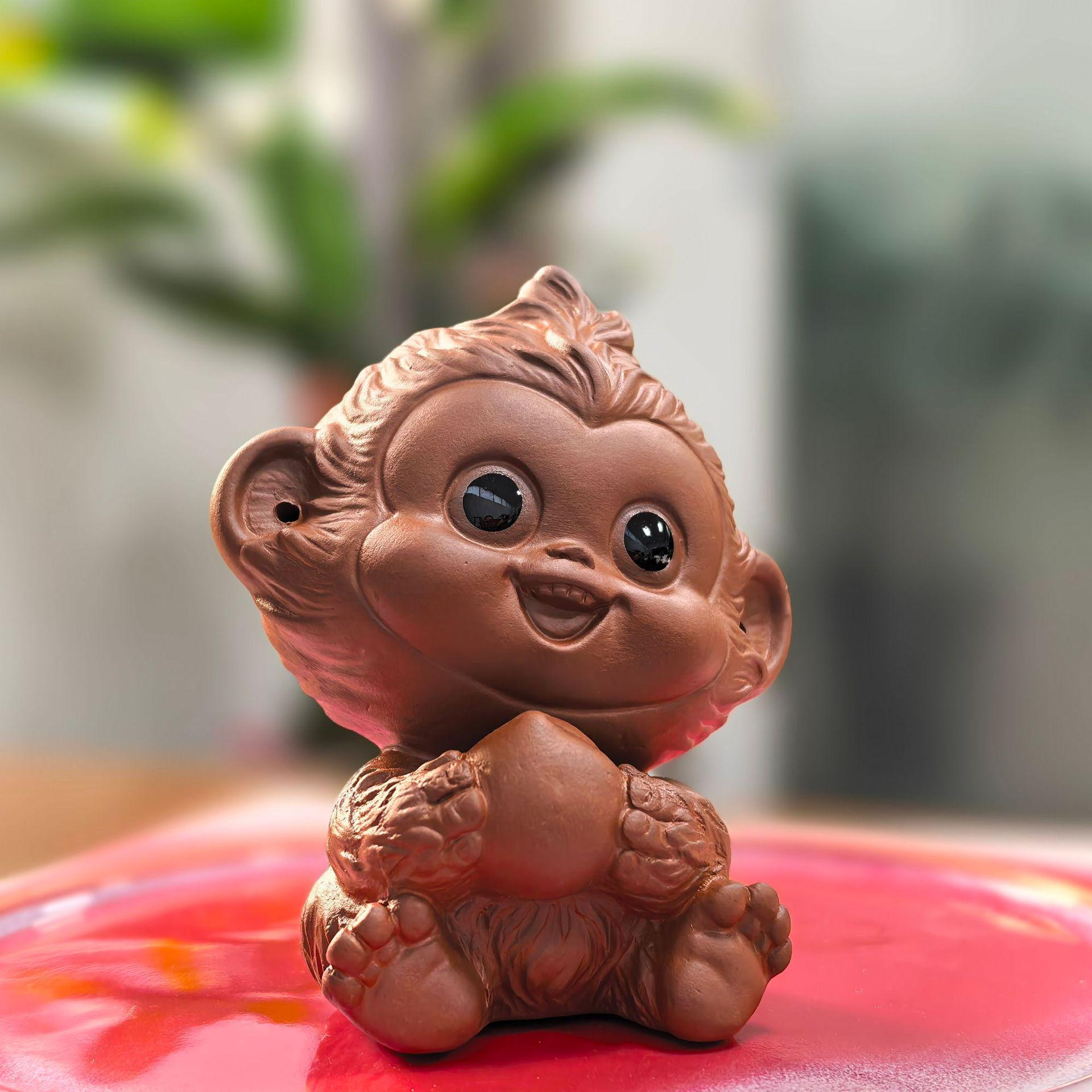 Handmade Cute Purple Clay Dragon Monkey Tea Pet Set - Cultivatable Tea Tray Ornaments for Auspicious Wealth