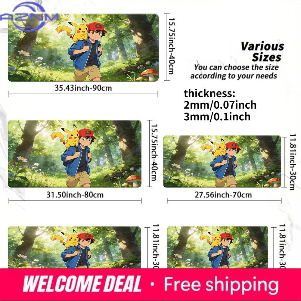 Pokemon Ash Pikachu Forest Adventure Gaming Desk Mat NonSlip Washable Mouse Pad