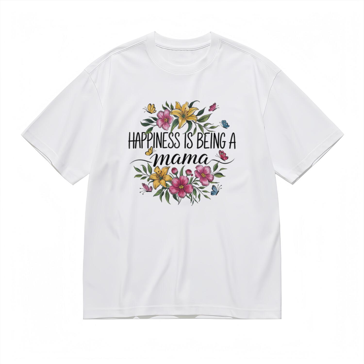 Women s Inspirational Breathable Classic T-Shirt Mens Womens Tees Top Floral Happiness Mama Tee S
